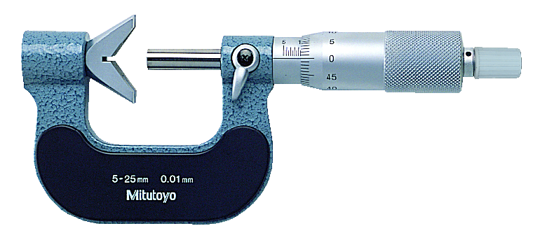 Mitutoyo 114-163 3 Flute V-Anvil Micrometer 0.05-0.6"